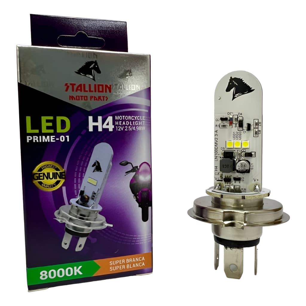 Lampada Farol Led Super Branca H4 8000k Start Titan Fan Efeito Xenon