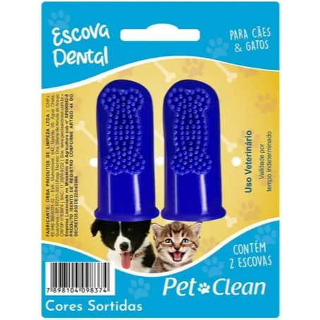 Pet Clean Solapa Dedeira 2un - Escova de Dente Para Pets - Cores Sortidas