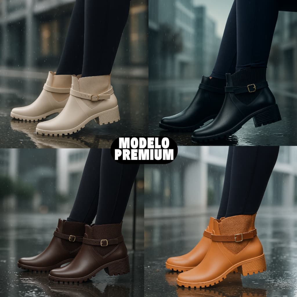 Bota Feminina Galocha Impermeável Cano Curto Inverno Frio e Chuva
