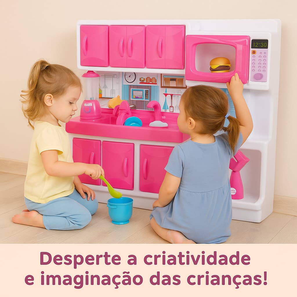 Mini Cozinha Infantil Rosa Com Pia Armario Brinquedo Educativo Montavel