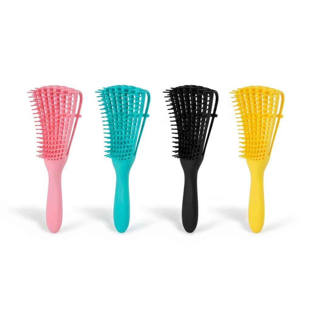 Escova Polvo Desembaraçante Profissional para Cabelos Cacheados, Ondulados e Crespos – Flexível e Antifrizz