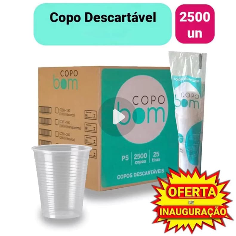 Copo Descartavel de 200 ml Transparente ABNT Fonplast com 2.500 unidades