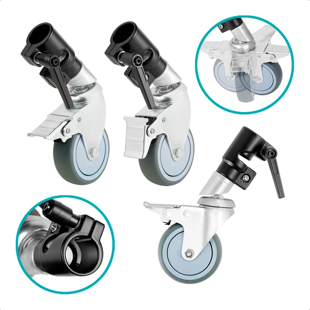 Rodízio Giratório 360° para Tripé de Luz Profissional com Trava de Freio Padrão 22mm ou C-Stand 25mm