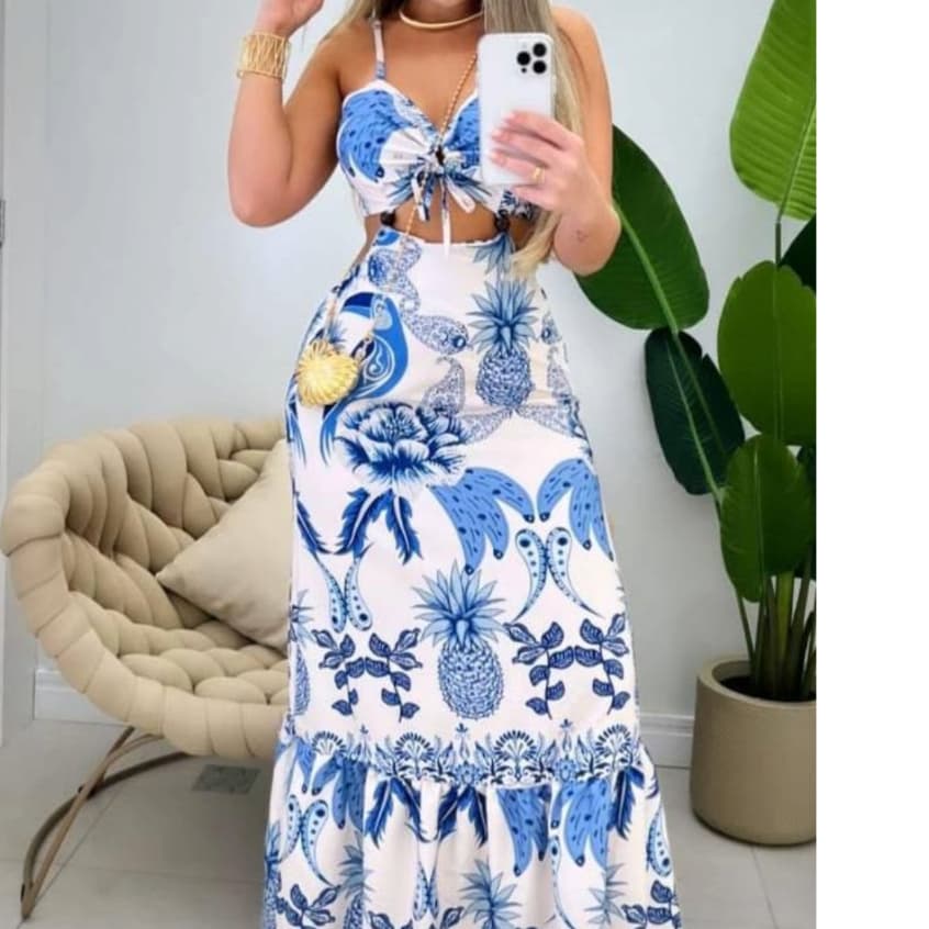 Vestido Longo Estampado Feminino – Elegância e Leveza