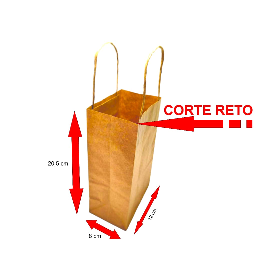 Sacola Papel Kraft Pequena com Alça 40 unidade 20Ax12Lx08cm para Laços Lembranças de Aniversário Bijus