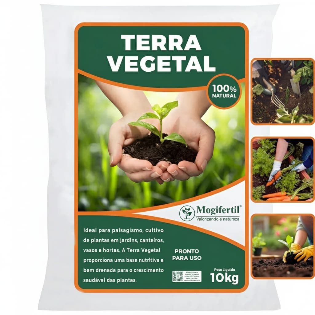 Terra vegetal orgânica adubada e preparada para plantio e jardim - 10 kg