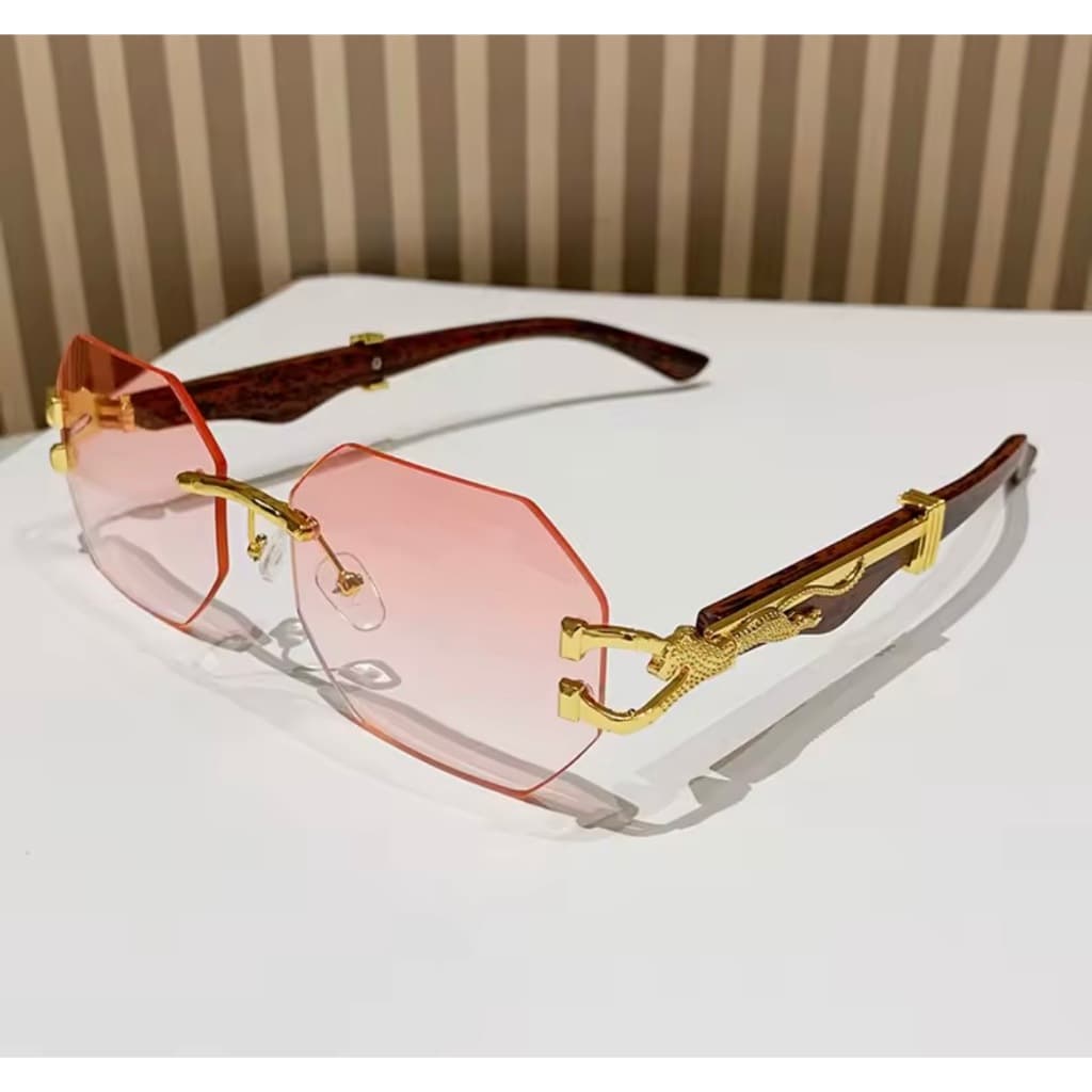 Óculos de Sol Feminino Sem Aro Leopardo Pantera com Proteção UV/UVA 400