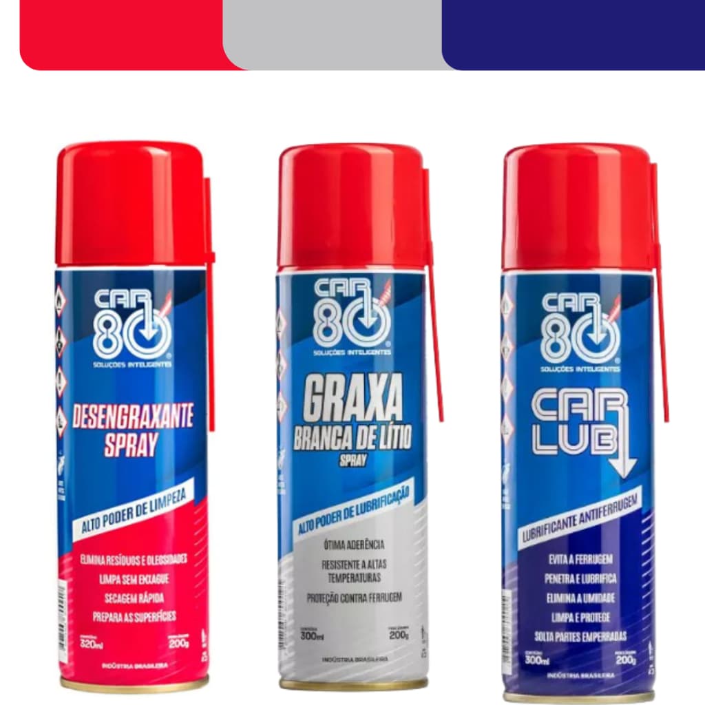 Lubrificantes ou Kit marca  CAR80 CarLub Desengripante Antiferrugem Graxa Branca Lítio Desengraxante Removedor