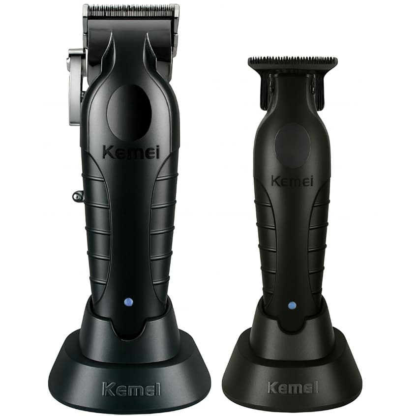 KIT BASE Máquinas Profissional Kemei Original KM-2296-G de Corte + Acabamento BASE KM-2299-G BASE