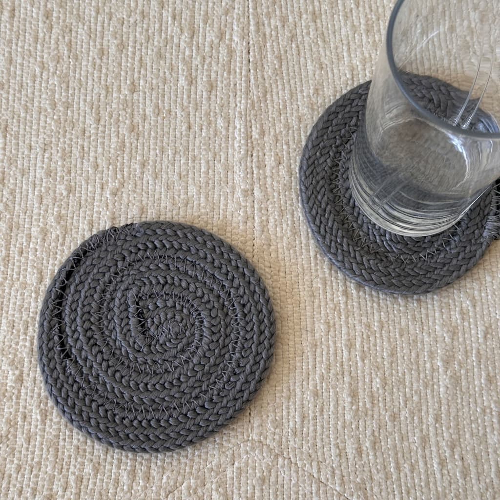 Porta Copos em Corda Náutica Cinza Kit 2 Unidades Avariado Usado Brechó Bazar Decoração Mesa Posta