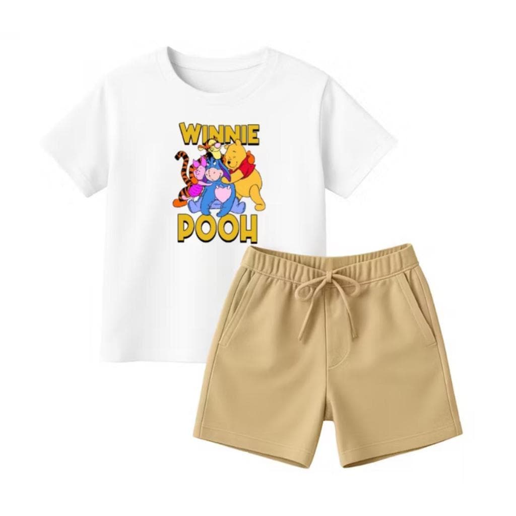conjunto camiseta e short desenho menino em algodão