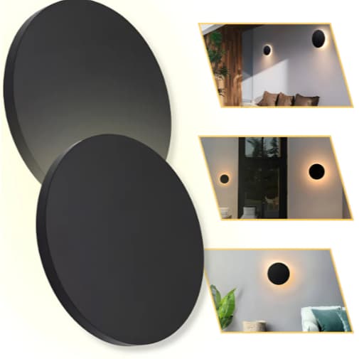 Arandela Eclipse 12w Externa/interna Preto Para Parede 3000k Luz Quente Iluminação Moderna