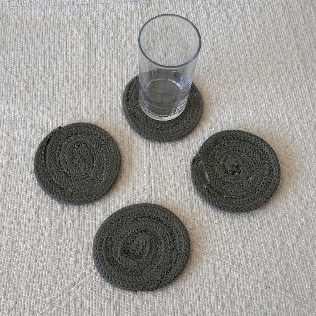 Porta Copos em Corda Náutica Verde Kit 4 Unidades Avariado Usado Brechó Bazar Decoração Mesa Posta