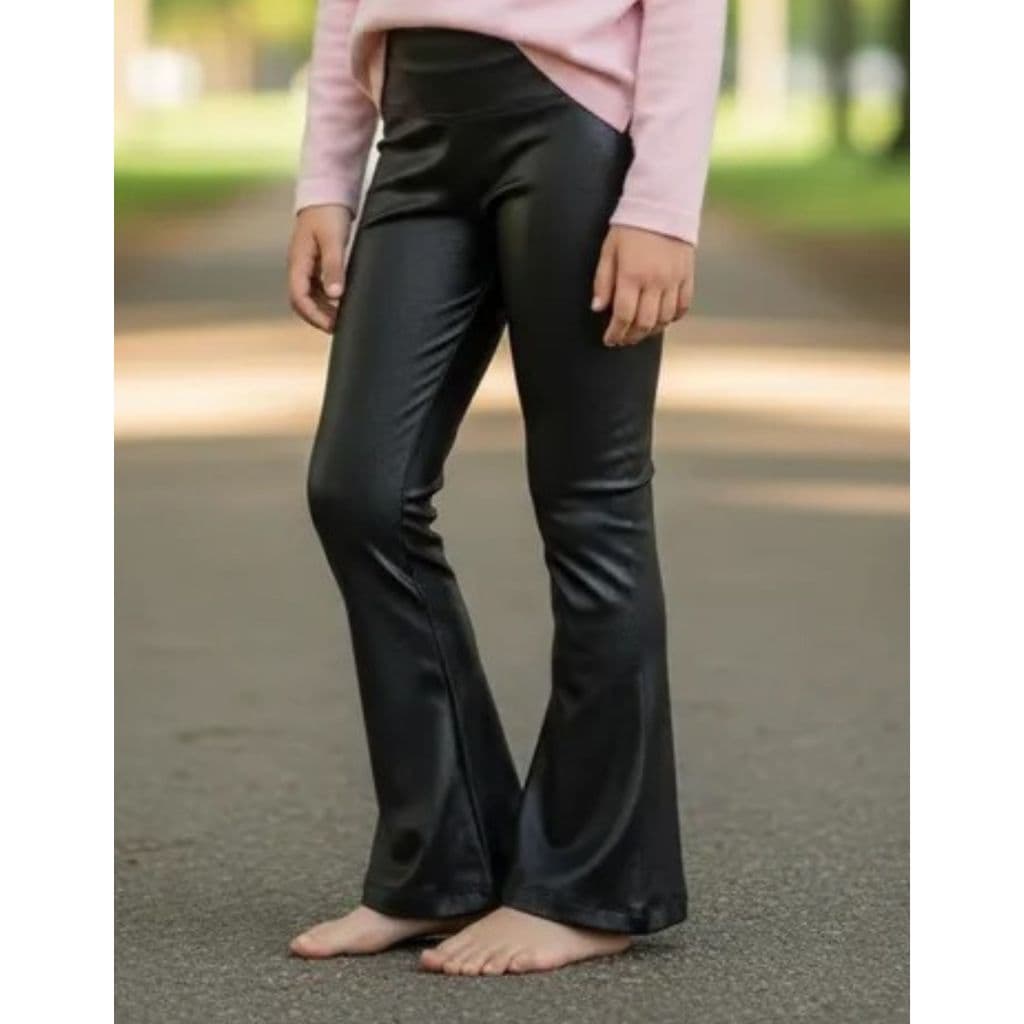 Calça FLARE Infantil Cirre Preta Premium Menina Moda Blogueirinha Bailarina Brilhosa Criança  CCKIDS