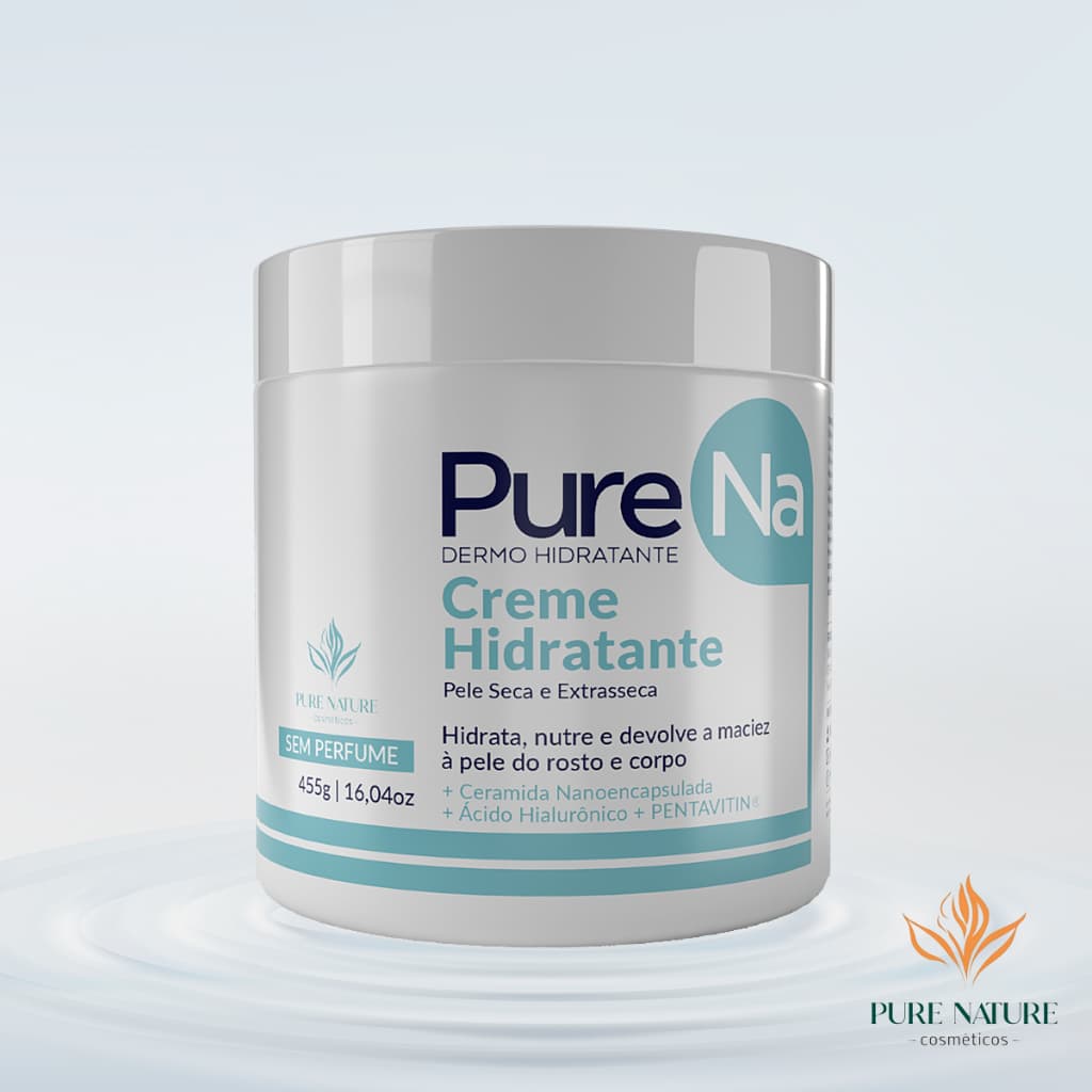 Creme Hidratante PureNa 455g Pele Seca e Extrasseca Sem Perfume Hidratação Profunda Pure Nature