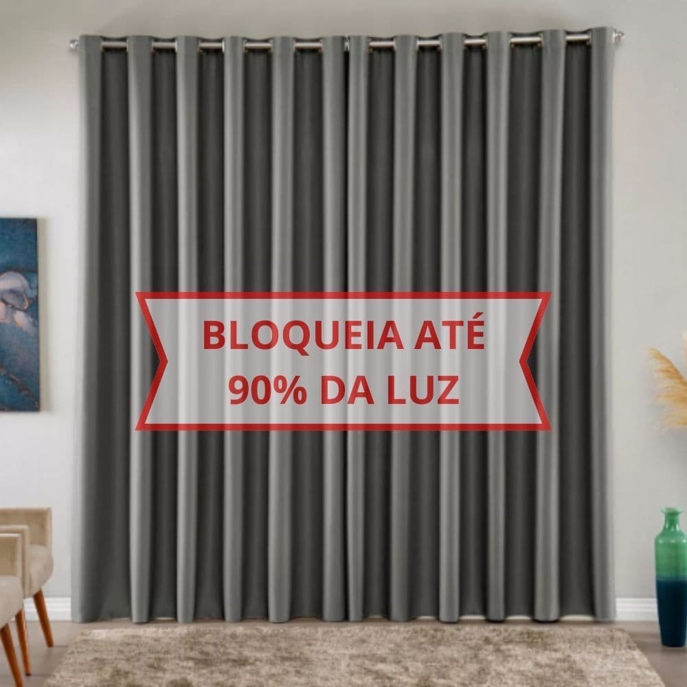 Cortina Blackout em Tecido Premium Corta Luz Blecaute c/ Ilhós Cromado