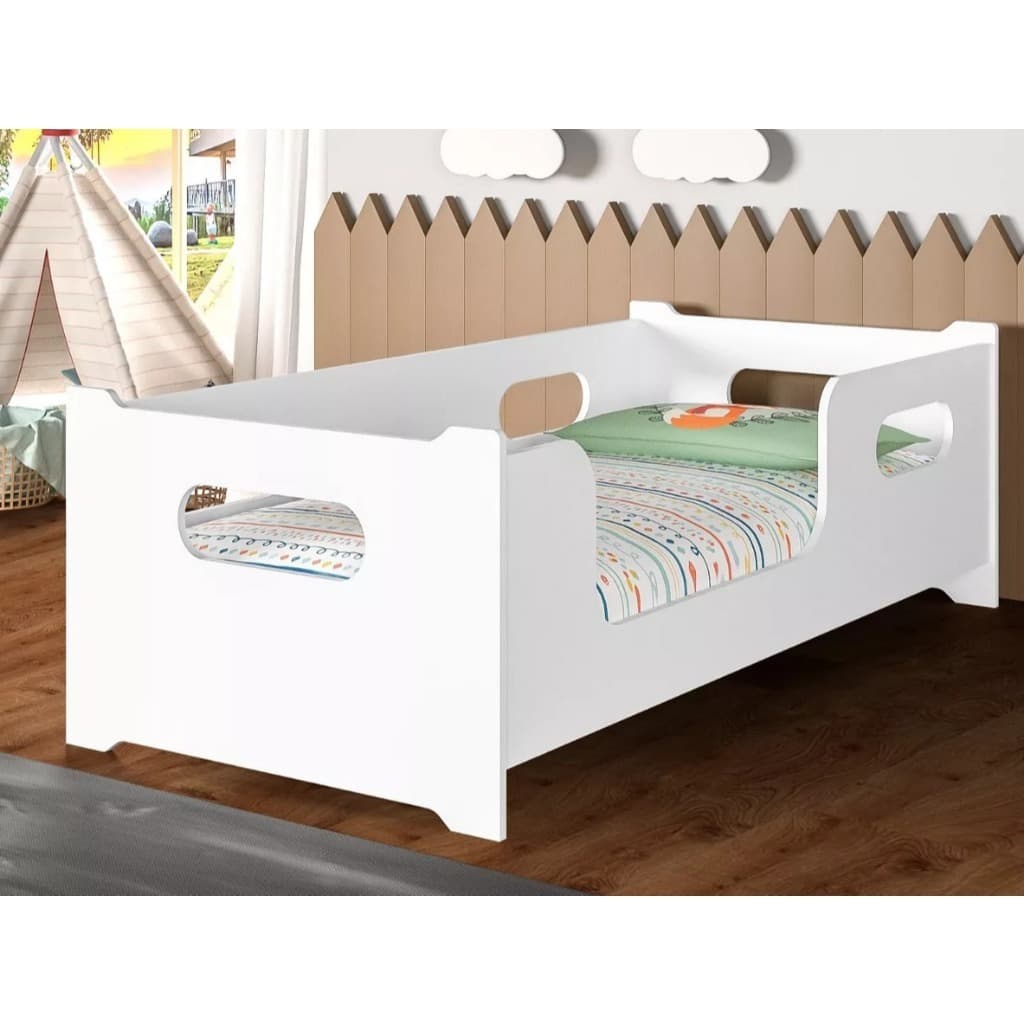 Cama Encanto Montessoriana Mini Cama Com Grade Em MDF Moderna