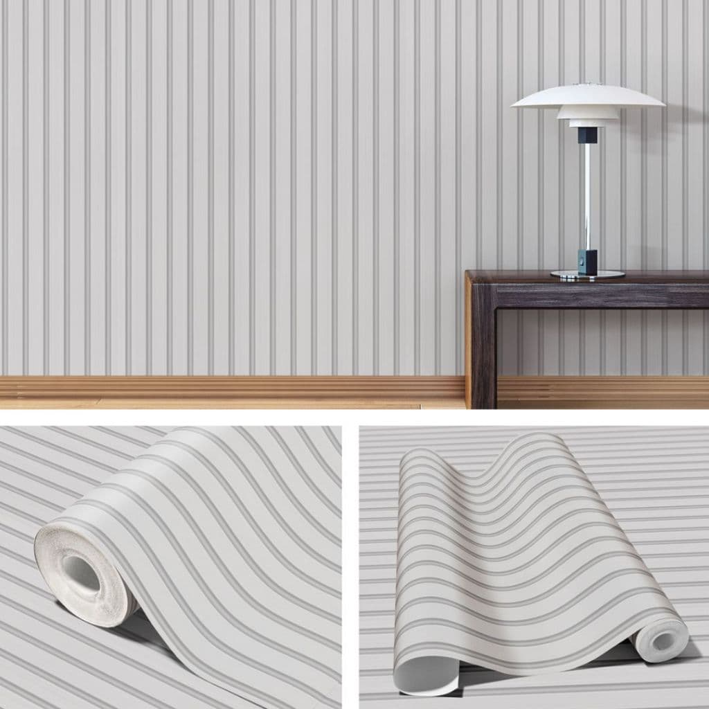 Papel De Parede Adesivo Ripas De Madeira Branca Ripada Autocolante Vinílico Lavável Para Sala Quarto