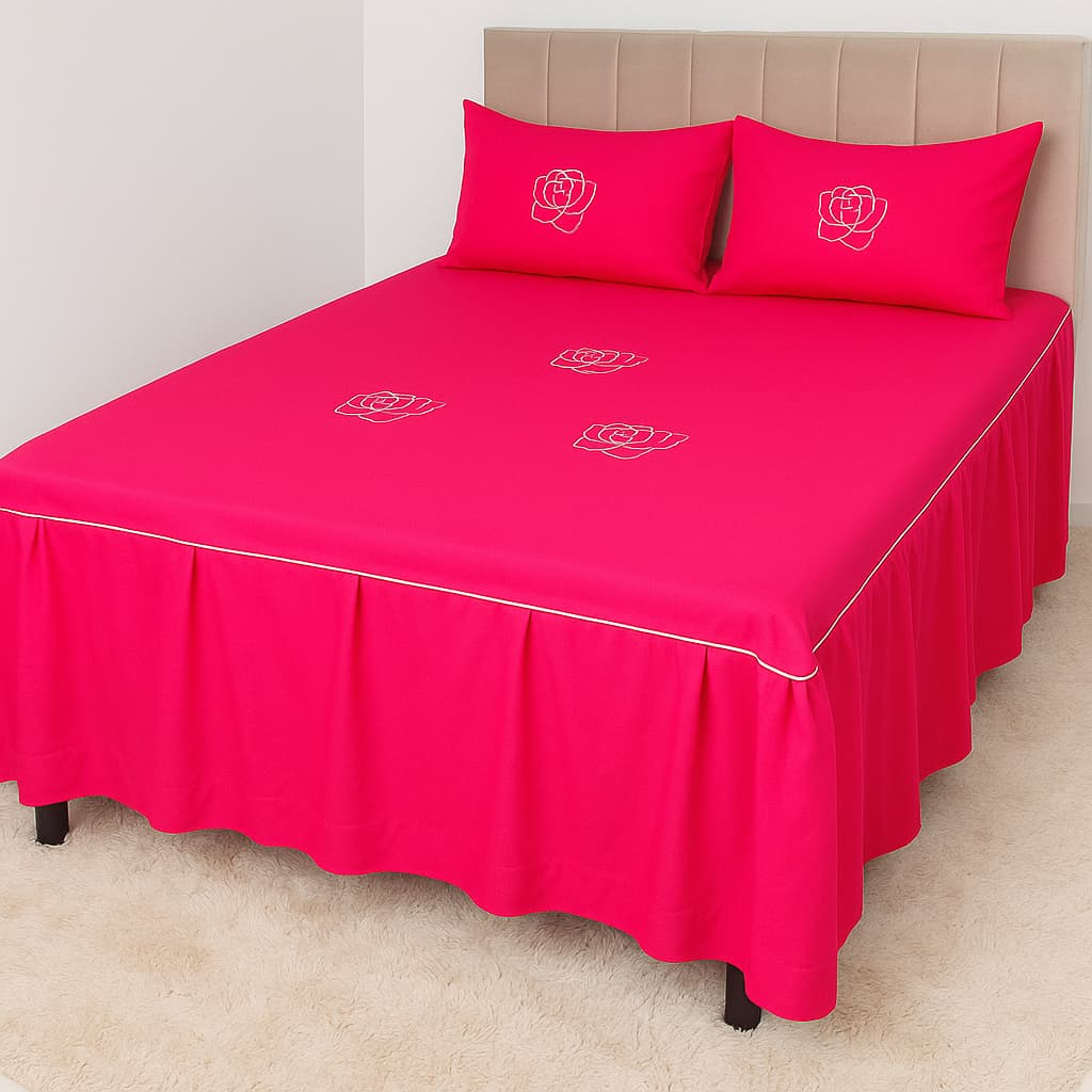 COLCHA CASAL BOX BORDADA 3PÇS OXFORD COM BABADO