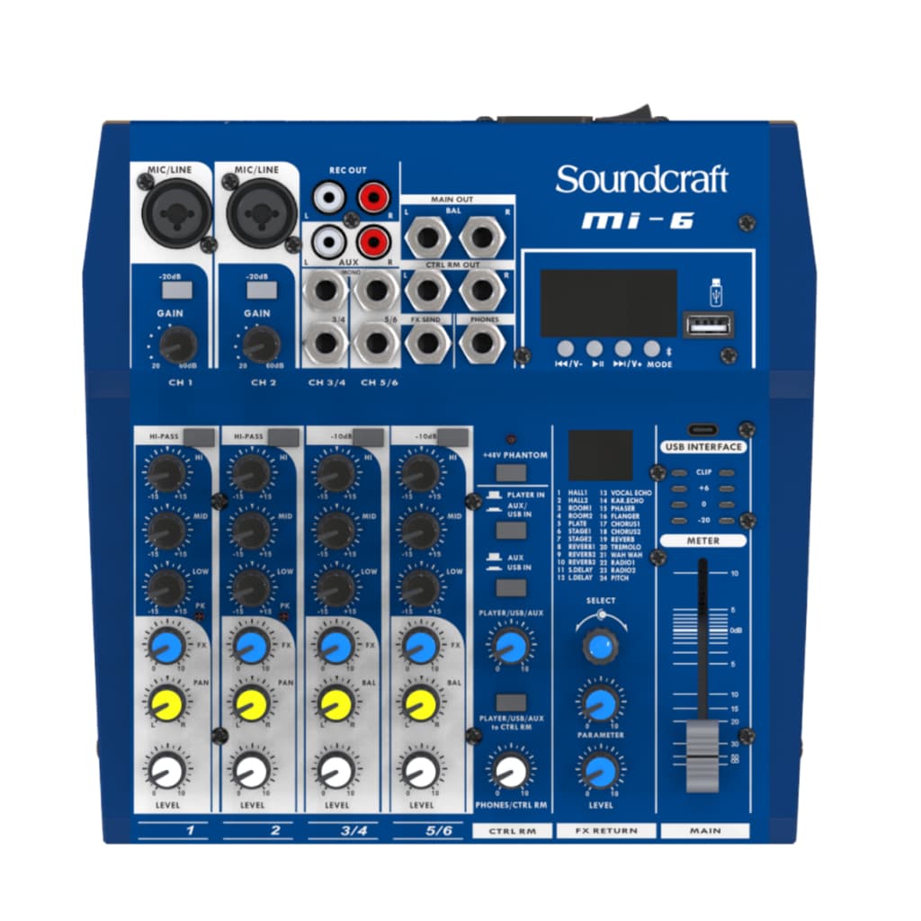 Mesa De Som Profissional Soundcraft 6 canais Mi-6 Series Console Original Mi6 Bluetooth USB