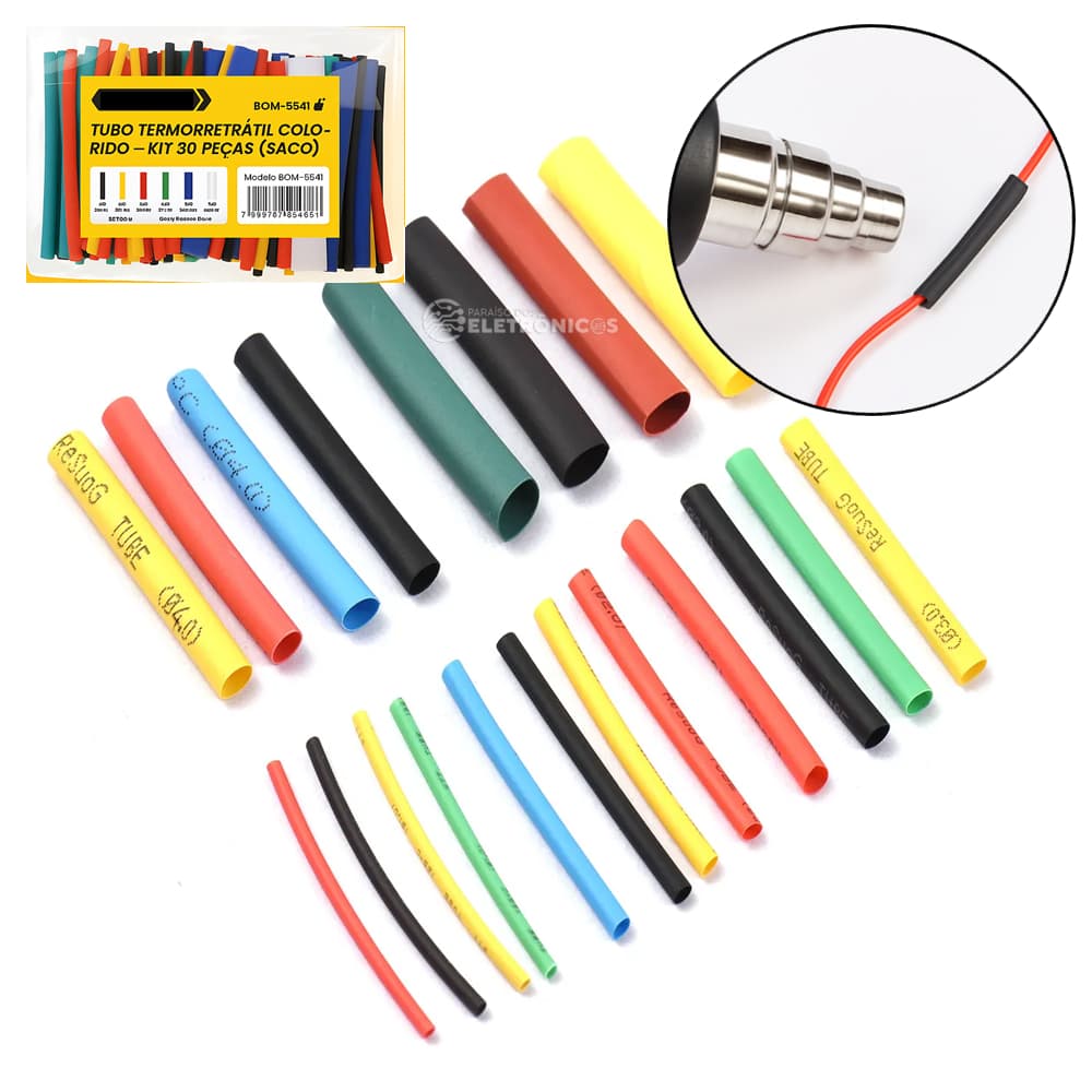 Kit Isolante Termorretrátil 80 Peças Proteção Elétrica BOM5541