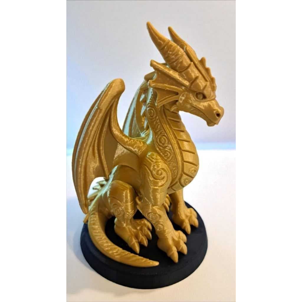 Escultura Dragão Dourado com Asas Médio