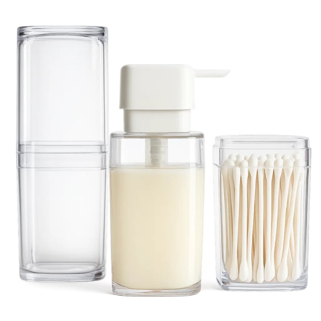 Kit Lavabo Organizador Banheiro Porta Algodão Cotonete Dispenser
