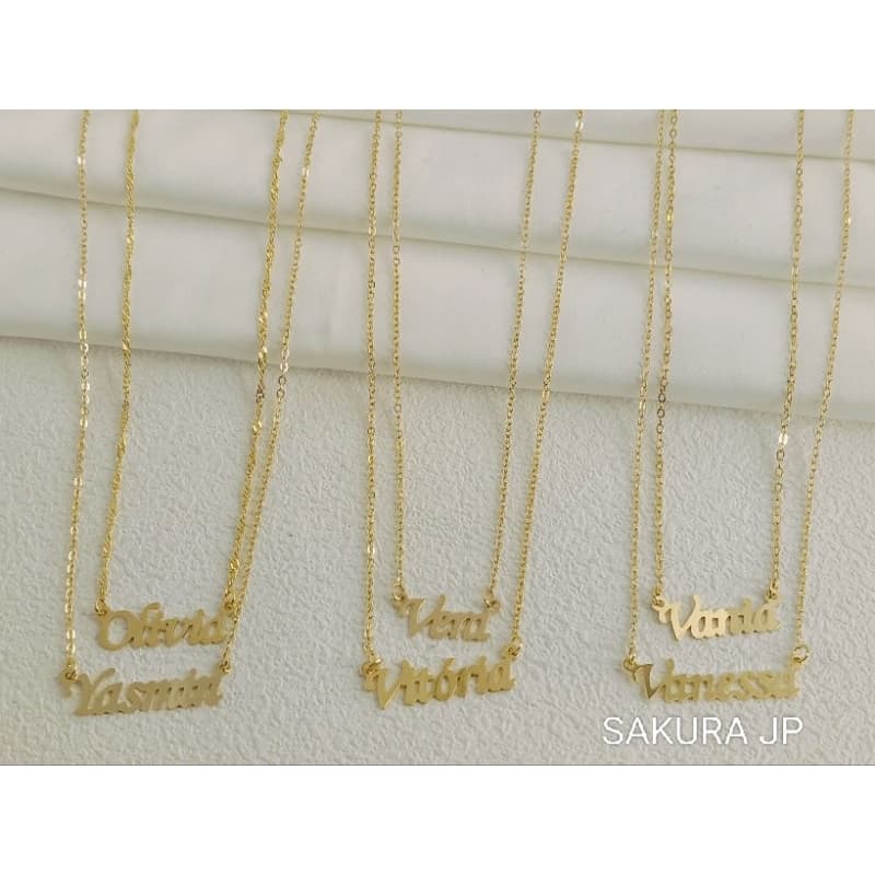 Colar com Nome Personalizado inicial O,Y,V corrente folheado a ouro