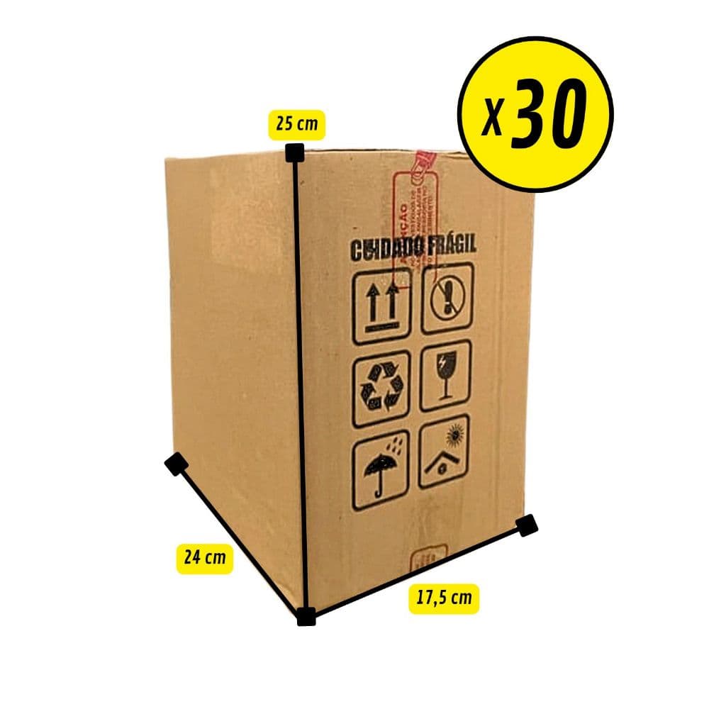 30 Caixas de Papelão Reciclada 24x25x17 cm para Correios Sedex Pac E-commerce
