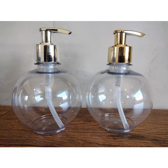 2 Unidades Frascos Pet 330 ml com Válvula Metalizada para Álcool Gel, Saboneteira, Shampoo Formato Bola