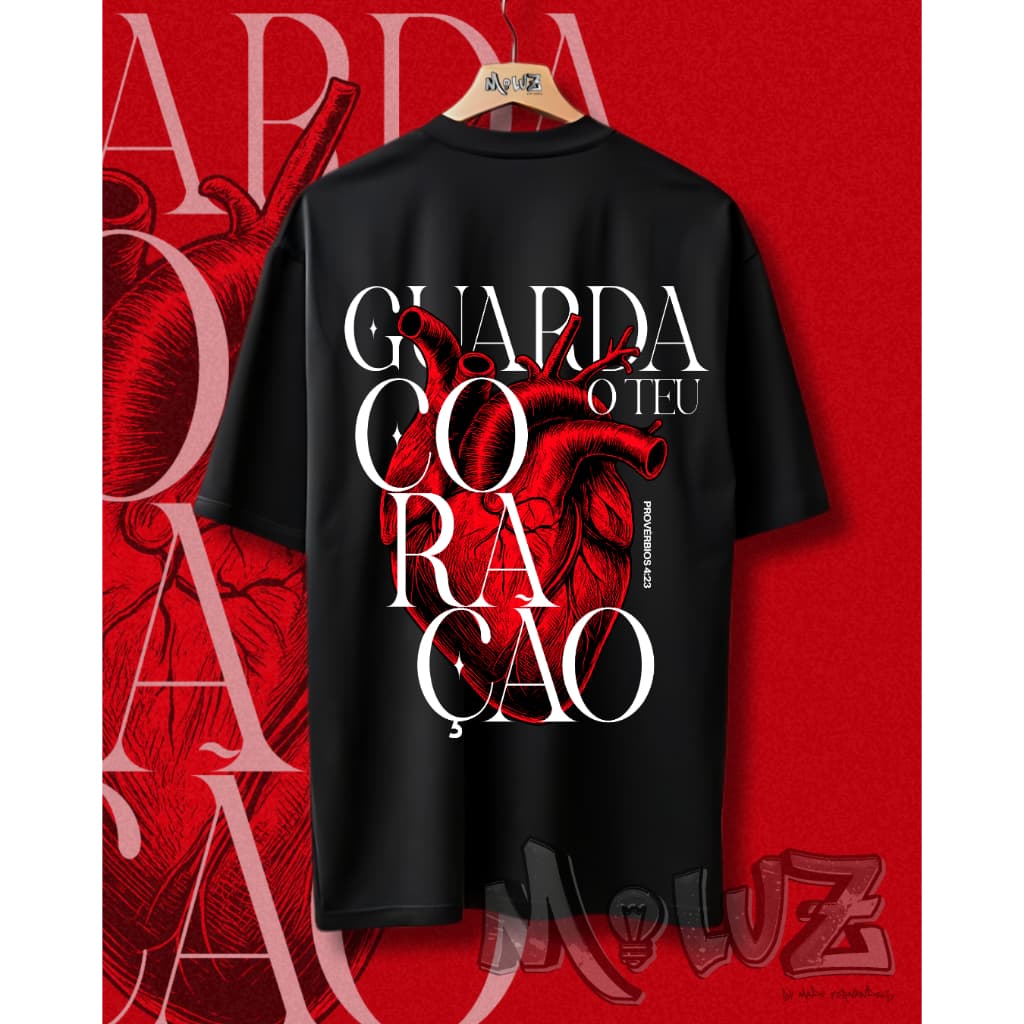 Camisa Cristã Gospel Evangélica Guarda o Teu Coração Provérbios Jesus Premium Streetwear Unissex 100% Algodão