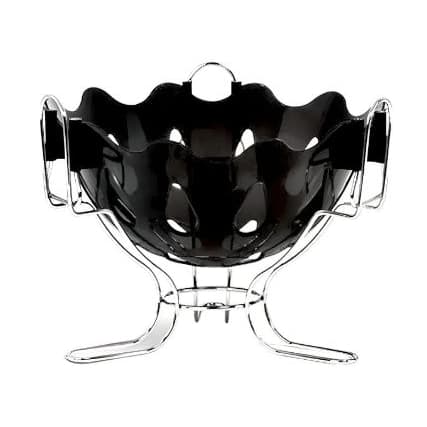 Fruteira de mesa aço cromado e plástico preto Niquelart 308