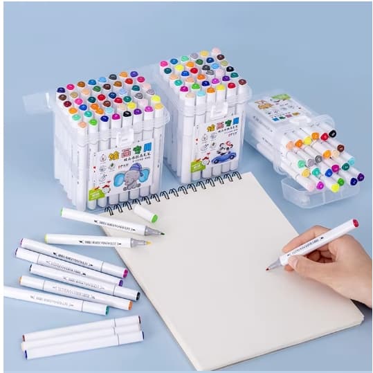 Conjunto de Canetas Pincel com 12/24/36/48/60 ou 80/120 Cores Sortidas Ideal para Pintura e Desenho
