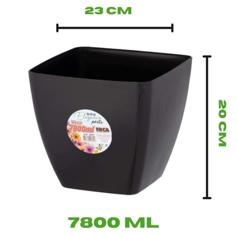 Vaso plástico Preto linha Elegance – 7800ML  Estilo e Versatilidade para Seu Jardim