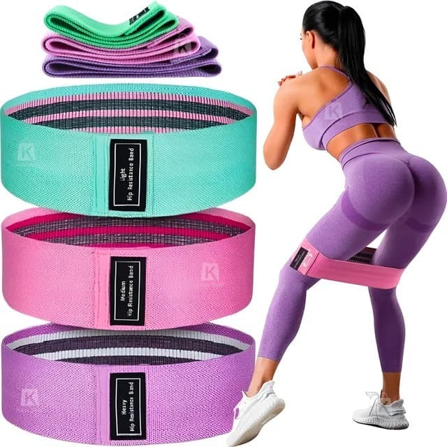 Kit 3 Faixas Elásticas de Resistência para Yoga, Pilates e Treino funcional Fisioterapia Hip Bands