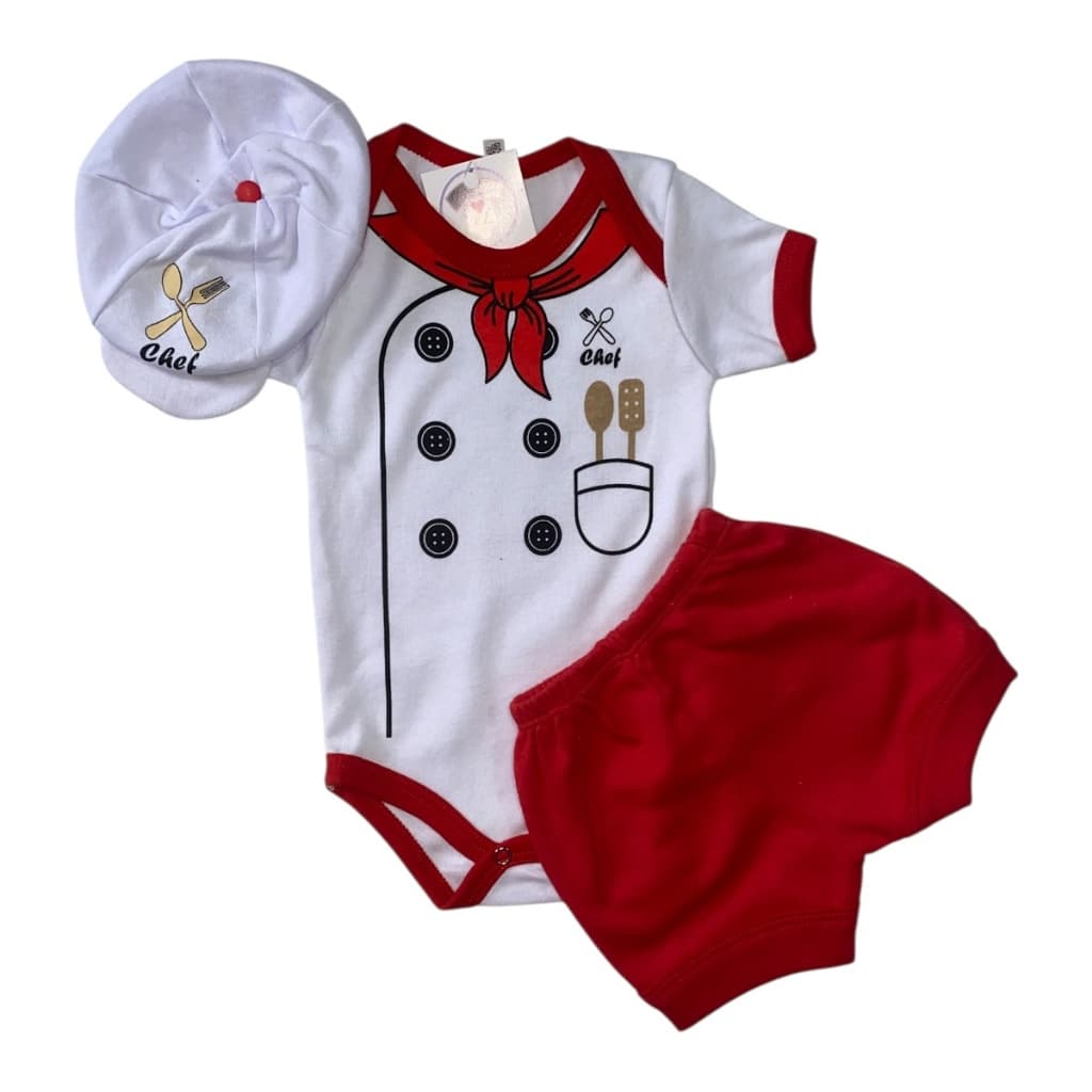 Body Bebe Menino Cozinheiro + Boina - Mesversário-Temático