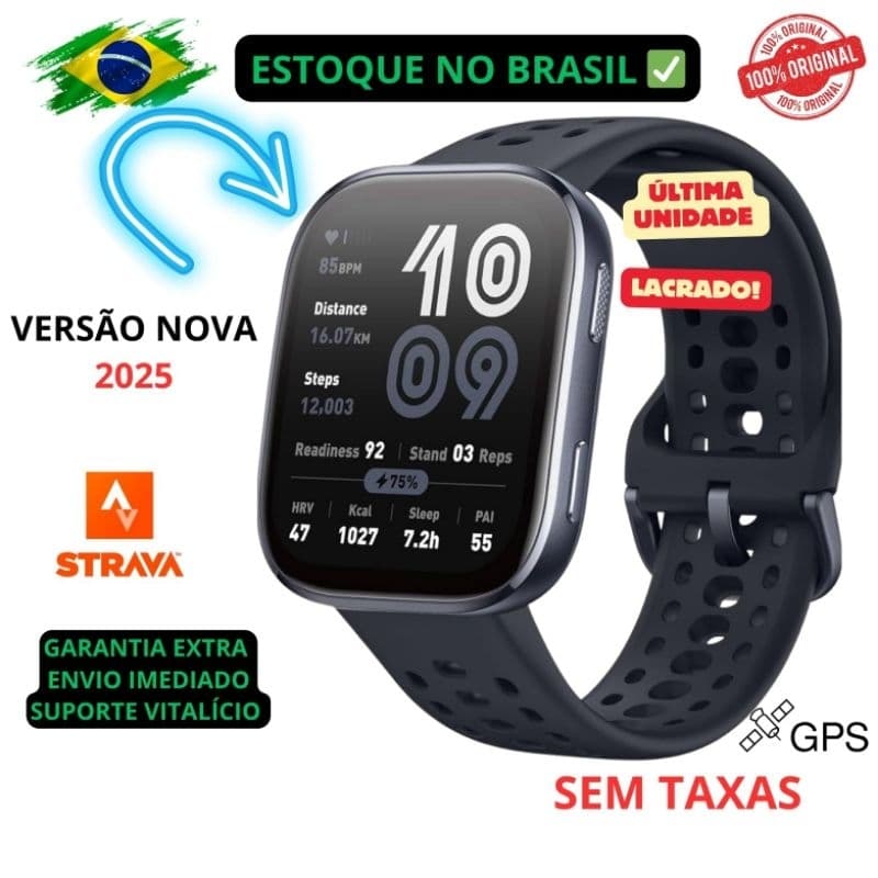 Amazfit BIP 6 *VERSÃO NOVA* 2025 - GPS INTEGRADO / TELA AMOLED + NOTA FISCAL + ENVIO IMEDIADO