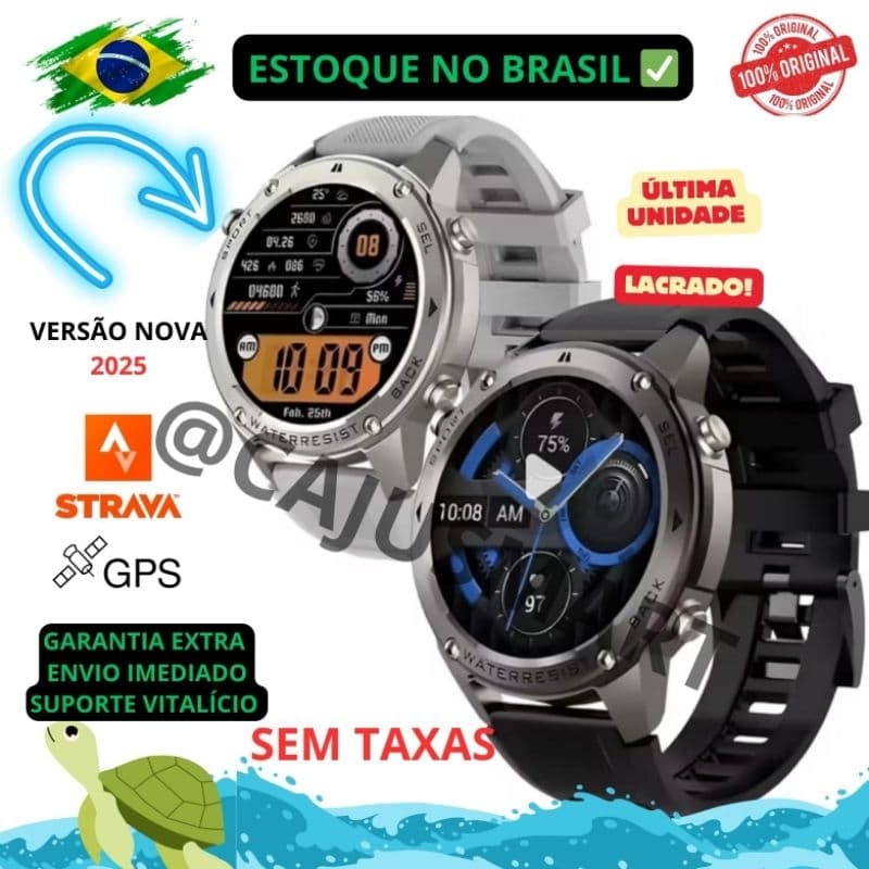 Relógio Smartwatch Brave com GPS A Prova D'Água do Mar GPS Dupla Frequência Resistência IP69K