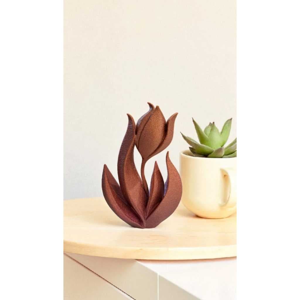 Escultura Enfeite Flor Tulipa Cobre Pequeno