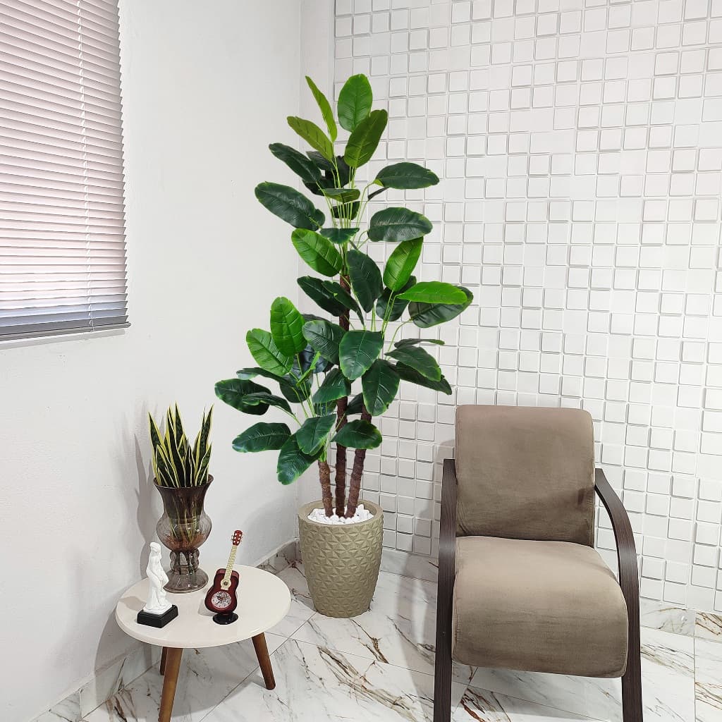 Banana Artificial Bananeira Preservada 190cm Grande Vaso Pedra