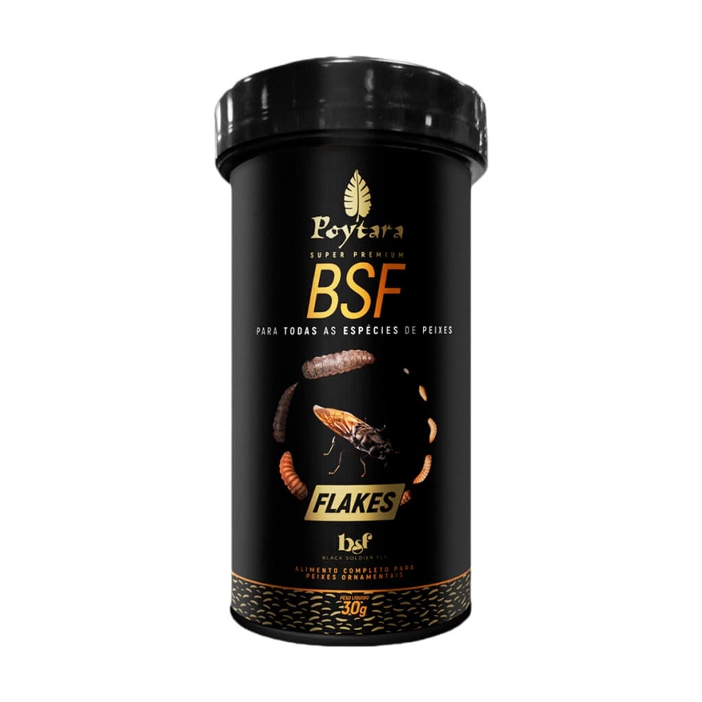 Ração Premium p/ peixes Poytara Black Soldier Fly Flakes 30g
