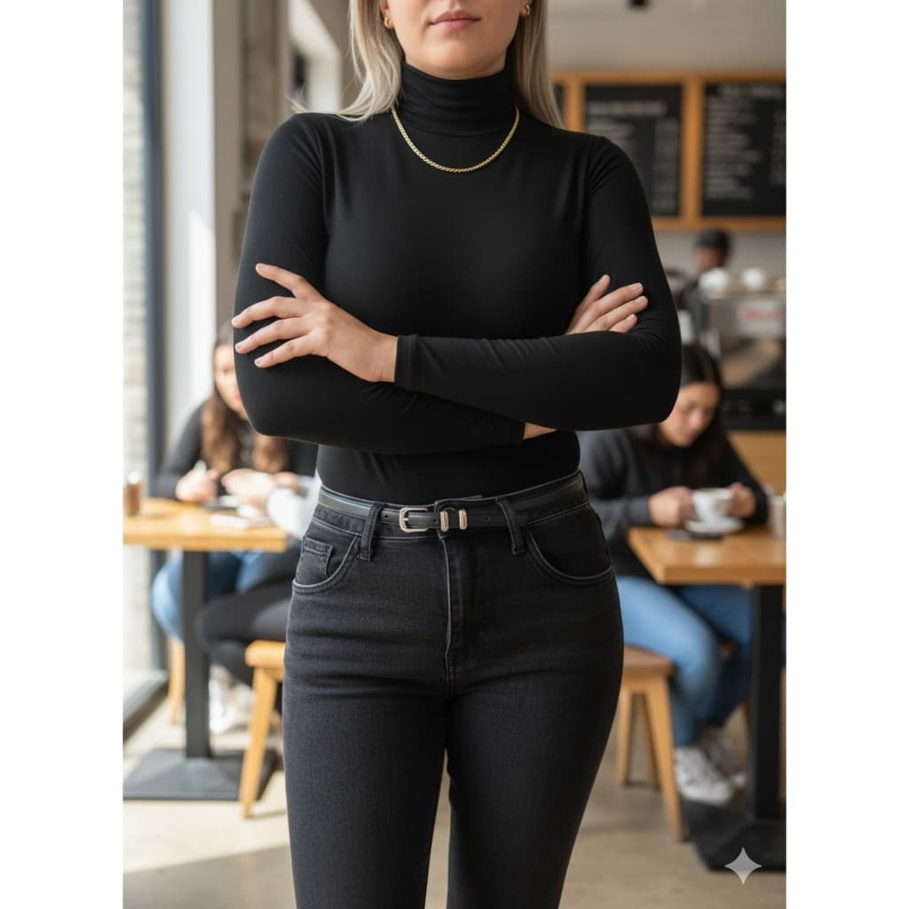 Blusa Feminina Segunda Pele Suplex Gola Alta Manga Comprida Leve Versatil