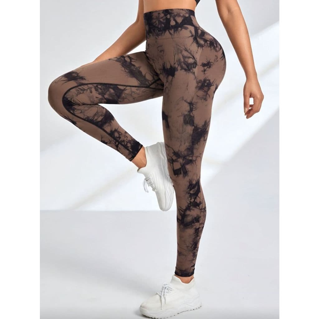 Calça Legging Tie Dye Esportiva Academia Levanta Bumbum Sem Costura Cintura Alta Moda Gringa Yoga