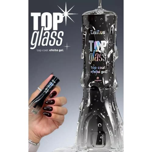 Top Glass Efeito Gel Top Coat Dailus 8ml Seca Sem Cabine Top Glass Gel
