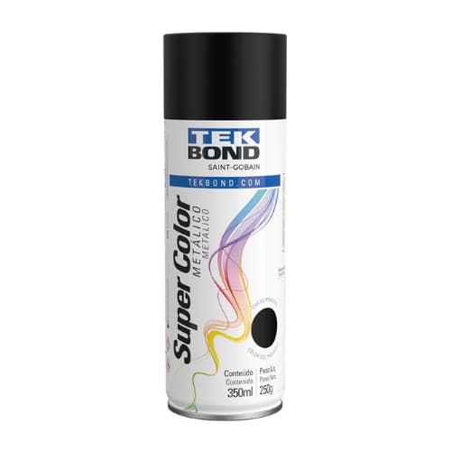 Tinta Spray Preto Fosco Super Color Uso Geral 350ml/250g Tek Bond