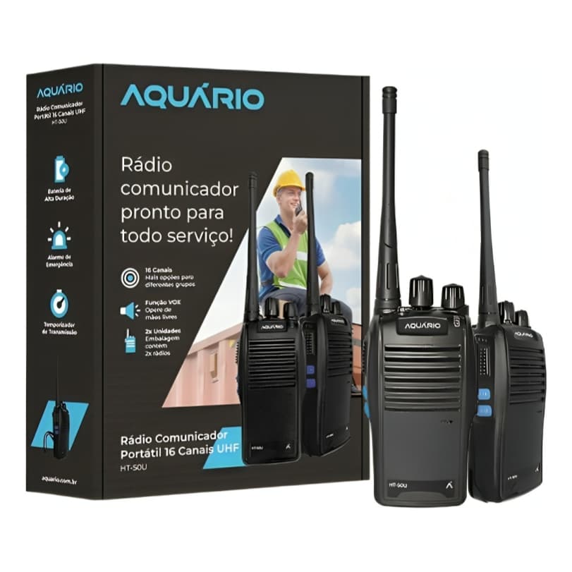 Kit 2 Rádio Comunicador Aquário Longo Alcance - Ht-50u