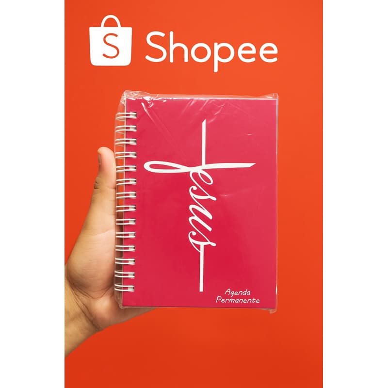 1 Agenda Permanente Jesus pink  195x135mm | 185 Folhas | Capa Dura Rosa com Design Cristão