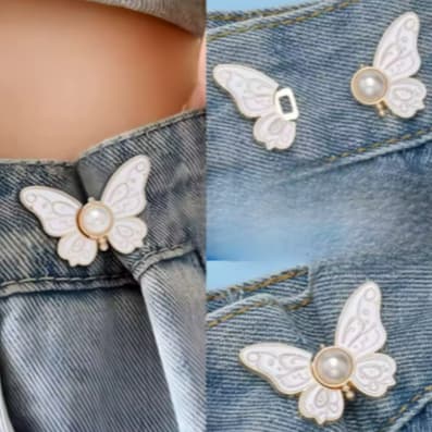 Kit Com 2 Pares de Botão Clip Metal Pence Calça De Cintura Apertada Com Botão Fixa Ajuste