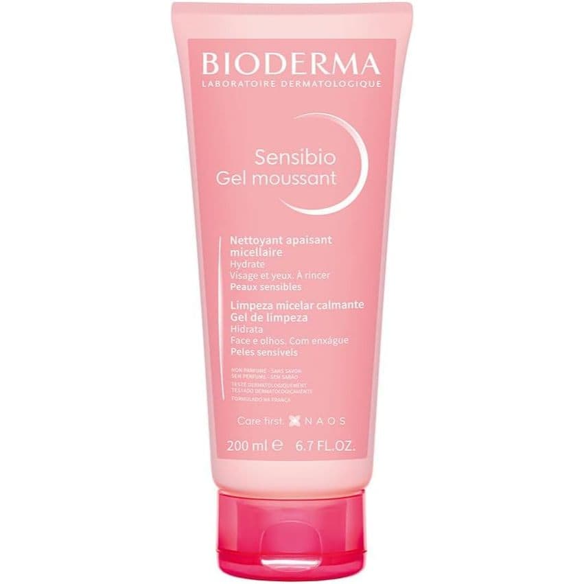 Sensibio Gel Moussant - Gel de Limpeza Micelar Calmante e Hidratante Pump 200 Ml, Bioderma