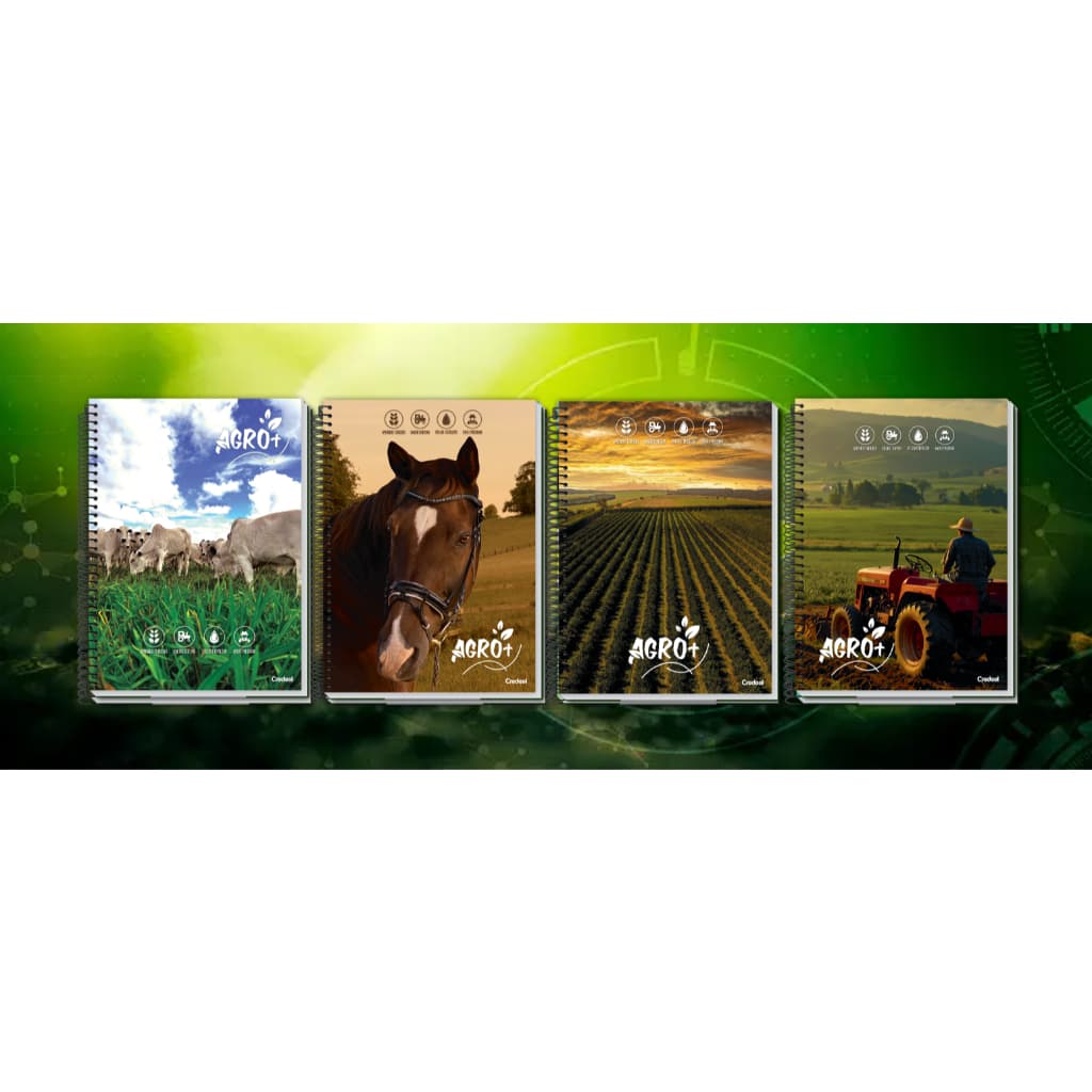 Caderno Universitário Agro+ 10 Matérias Espiral Capa Dura 160 Folhas Credeal